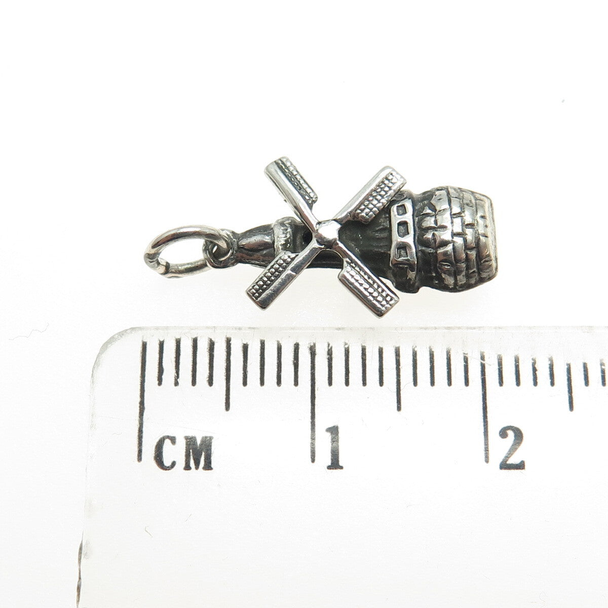 925 Sterling Silver Antique Windmill 3D Charm Pendant
