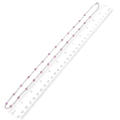 J. Stella 925 Sterling Silver Real Ruby By The Yard Cable Chain Necklace 24"