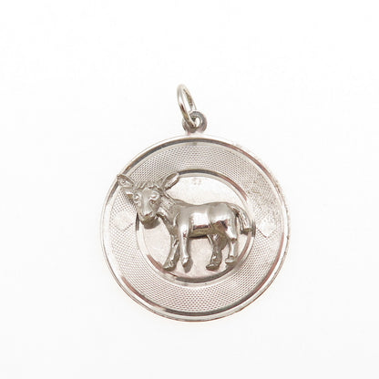 925 Sterling Silver Vintage Donkey Charm Pendant