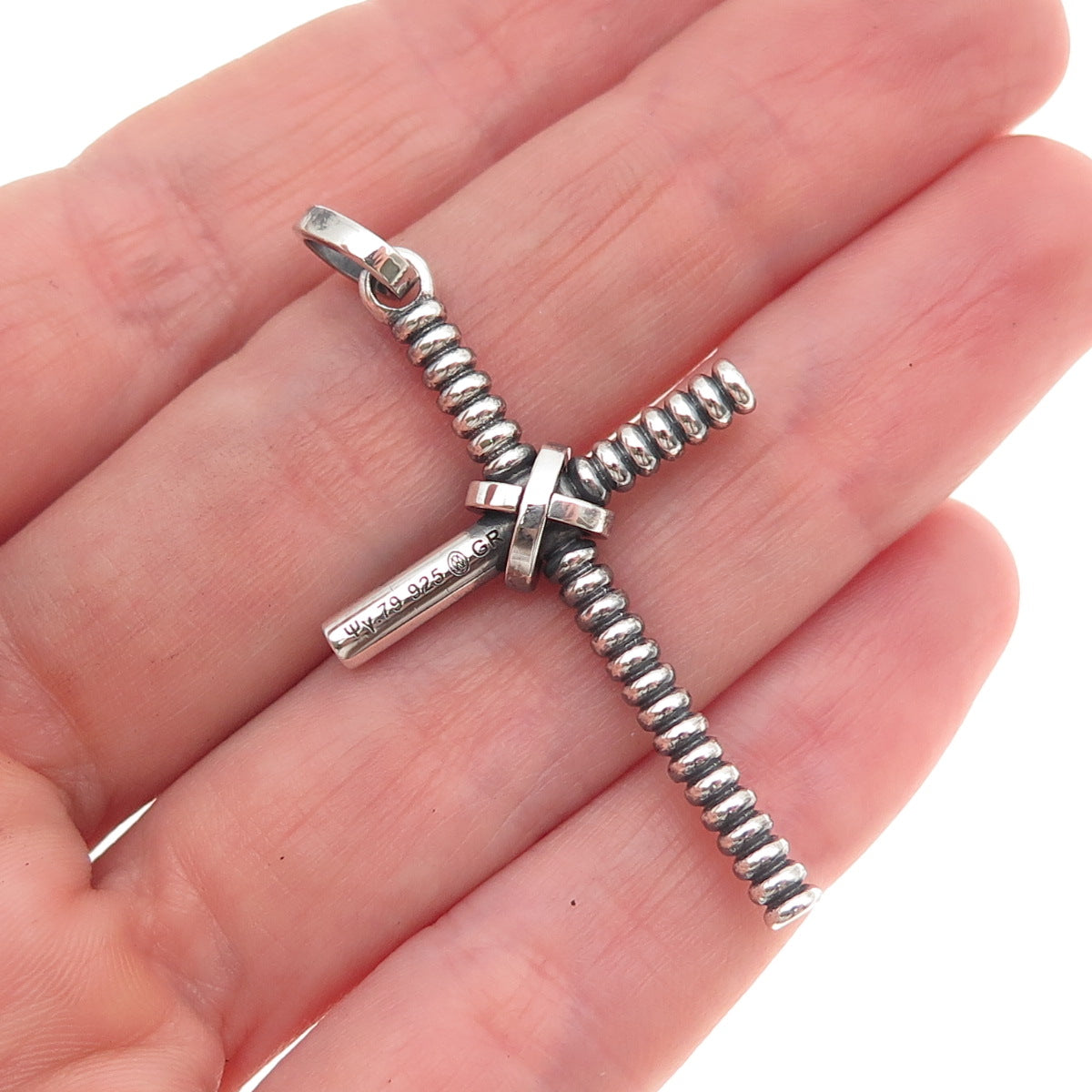 LALAoUNIS 925 Sterling Silver Vintage Greece Cross Oxidized Charm Pendant