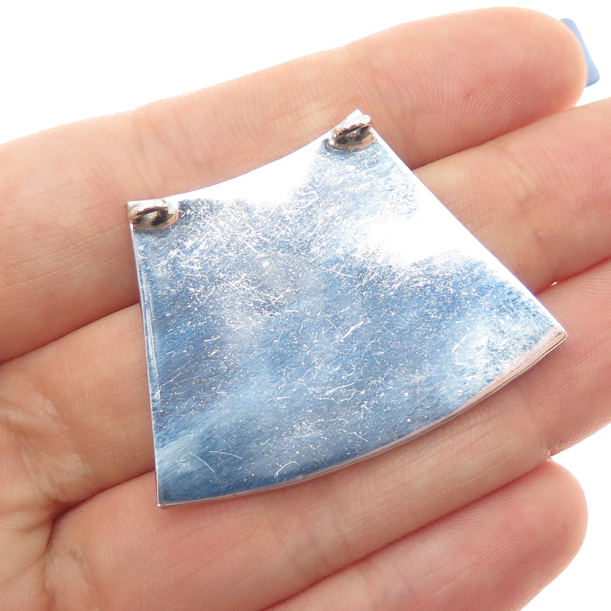Old Pawn Sterling Silver Vintage Lapis Inlay Warrior Centerpiece Slide Pendant