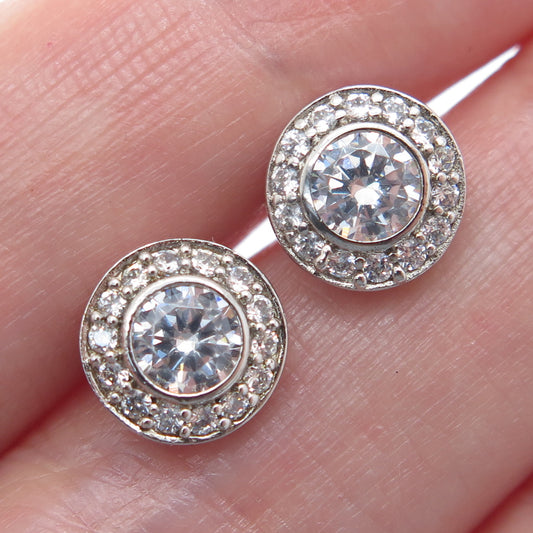 925 Sterling Silver Round-Cut C Z Sparkle Stud Earrings