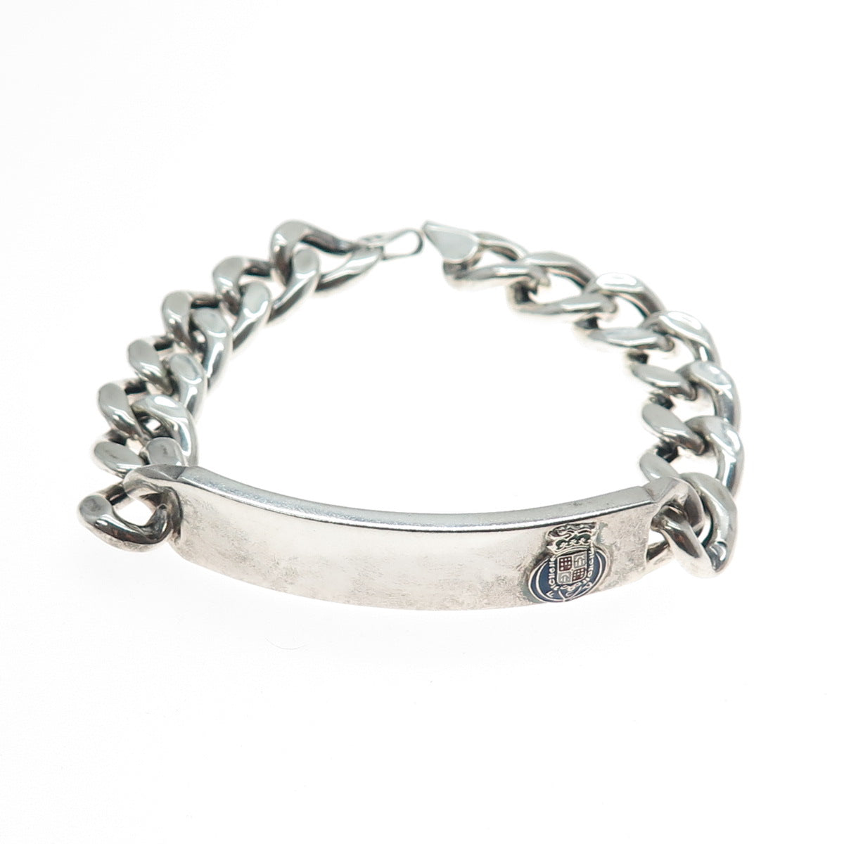 925 Sterling Vintage Portugal Enamel FC Porto Hollow Bracelet 8" (missing lock)
