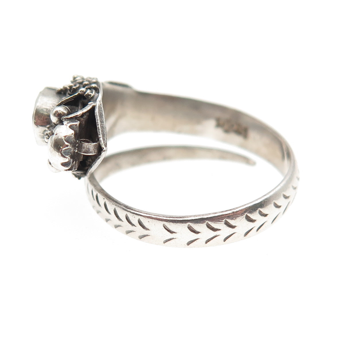 925 Sterling Silver & Gold Vintage Real Amethyst Dragon Adjustable Ring Size 8