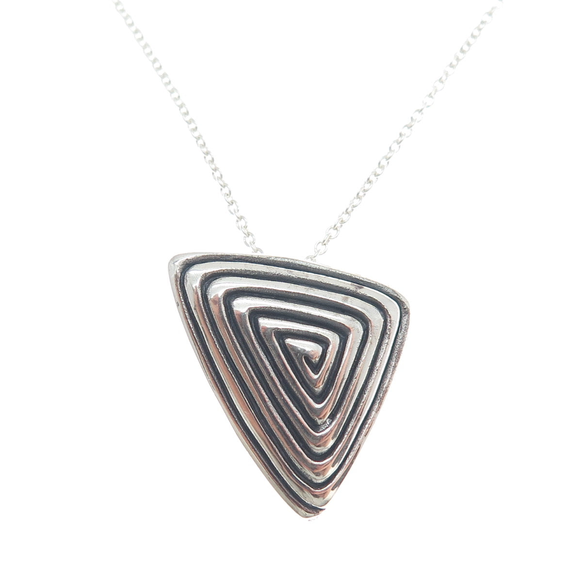 925 Sterling Silver Italy Modernist Triangle Spiral Cable Chain Necklace 18"