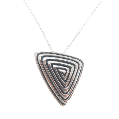 925 Sterling Silver Italy Modernist Triangle Spiral Cable Chain Necklace 18"