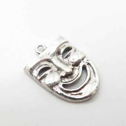 925 Sterling Silver Vintage Comedy Mask Charm Pendant