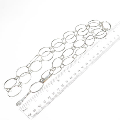 ROBERT LEE MORRIS 925 Sterling Silver Vintage Modernist Oval Chain Necklace 32"