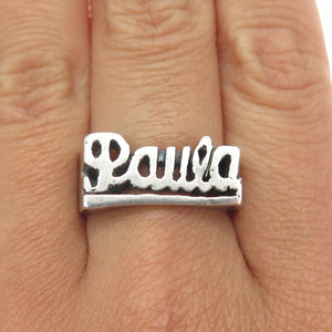 925 Sterling Silver Vintage "Paula" Name Ring Size 8.75