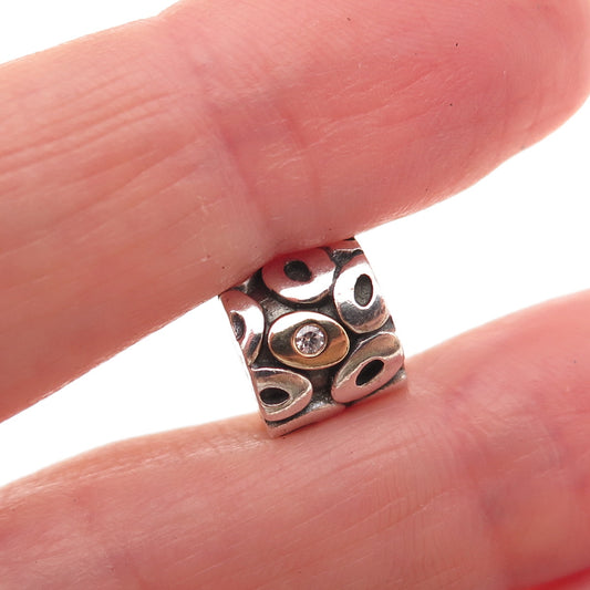 Pandora 925 Sterling Silver & Gold C Z Oh My! Slide Bead Charm