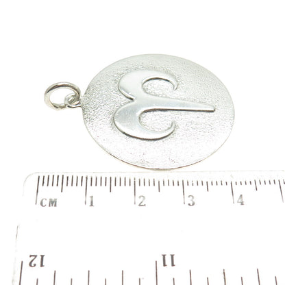925 Sterling Silver Vintage Aries Zodiac Sign Round Pendant