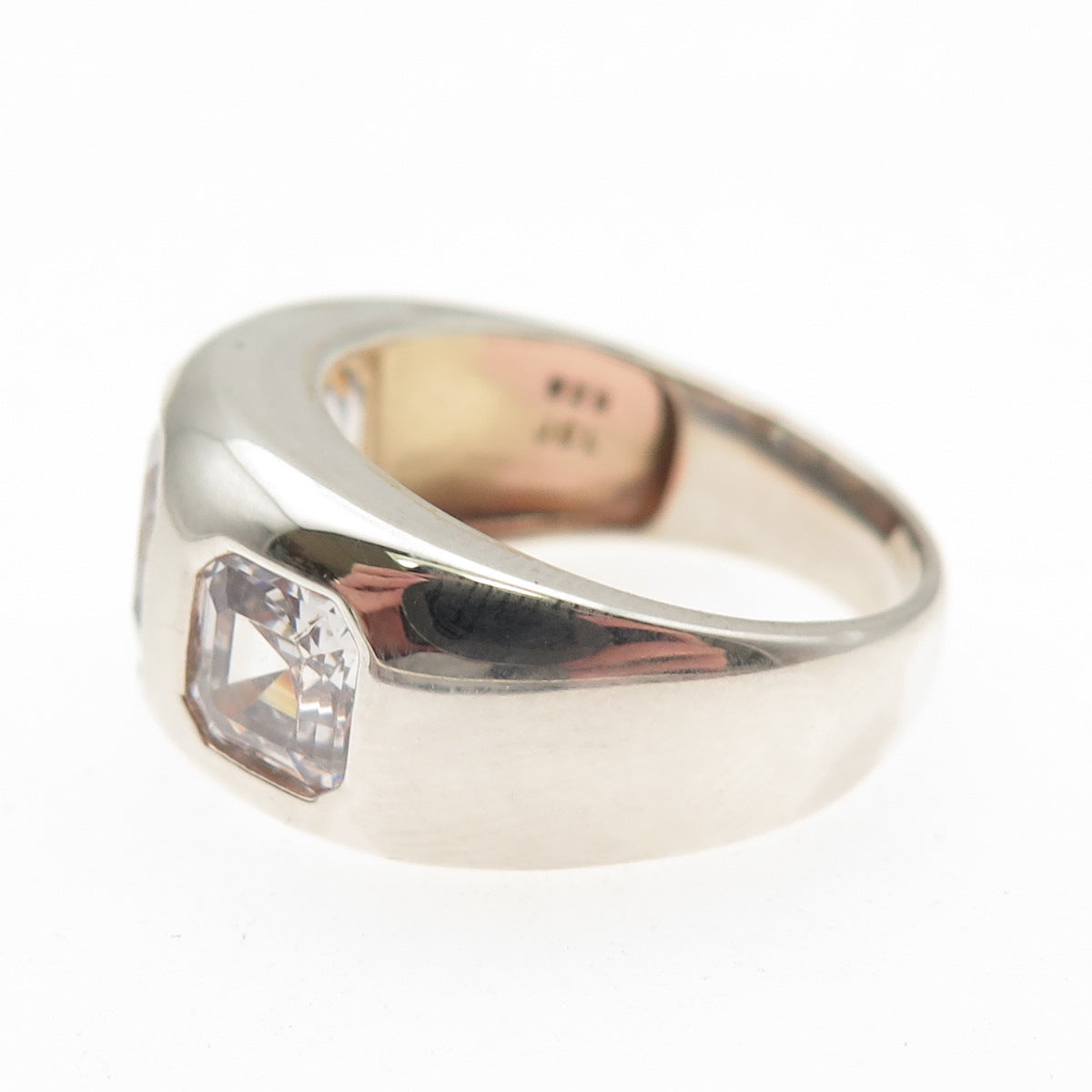 JCL Colleen Lopez 925 Sterling Silver Asscher-Cut C Z Modernist Ring Size 8.25