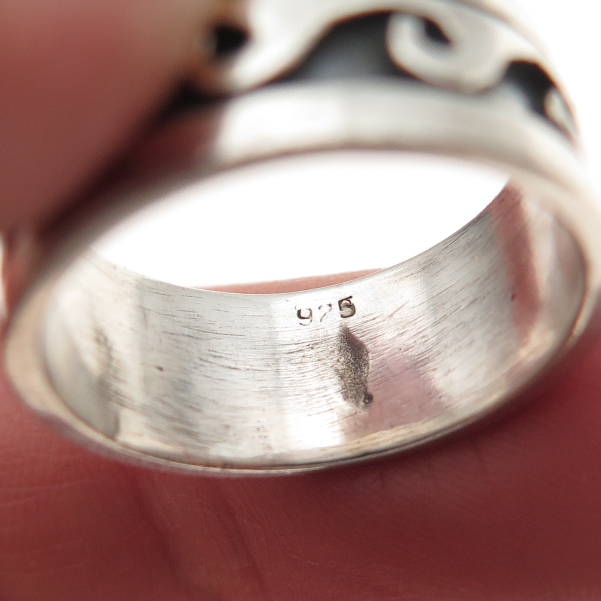 925 Sterling Silver Vintage Viking Wave Oxidized Band Ring Size 7
