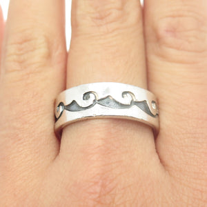 925 Sterling Silver Vintage Waves Band Ring Size 10.5