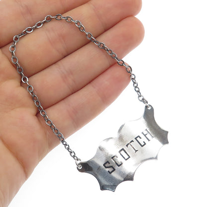 925 Sterling Silver Antique Victorian Scotch Bottle Tag
