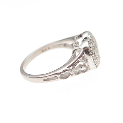 RJ Graziano 925 Sterling Silver Real Round-Cut Diamond Heart Ring Size 6