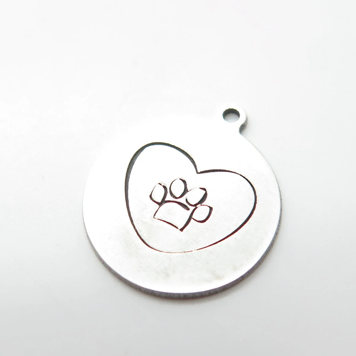 925 Sterling Silver USA Two In Town Paw Heart Charm Pendant