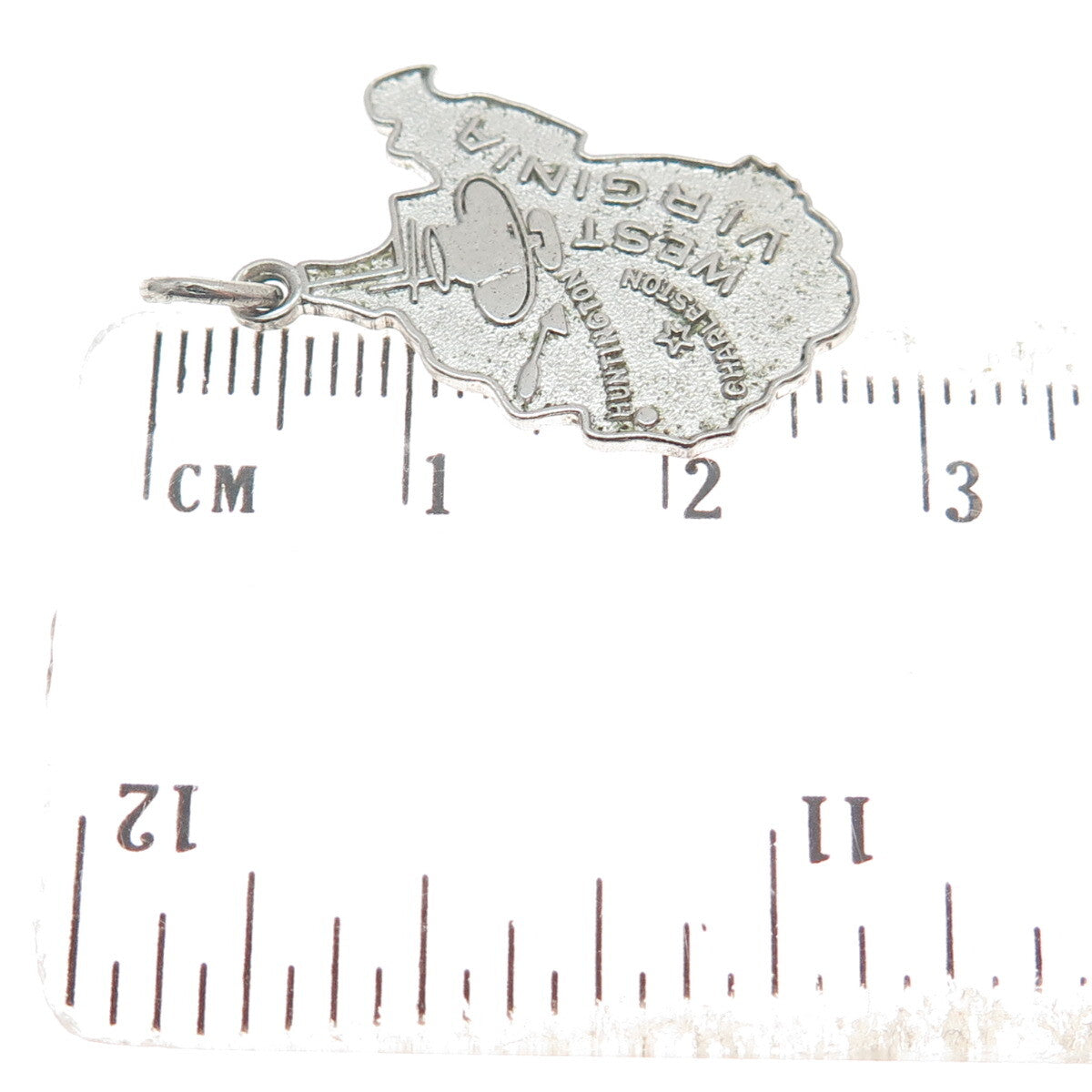 WELLS 925 Sterling Silver Vintage West Virginia Mountain State Map Charm Pendant