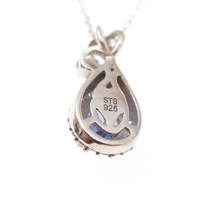 Chuck Clemency 925 Sterling Silver Real Tanzanite White Topaz Chain Necklace 20"