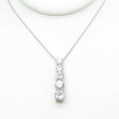925 Sterling Silver Round-Cut C Z Graduated Drop Cable Chain Necklace 16"
