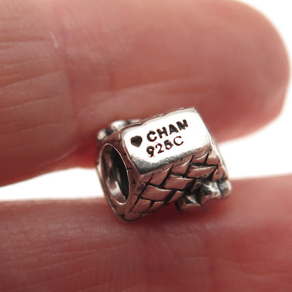 CHAMILIA 925 Sterling Silver Pink Enamel Beach Basket Slide Bead Charm