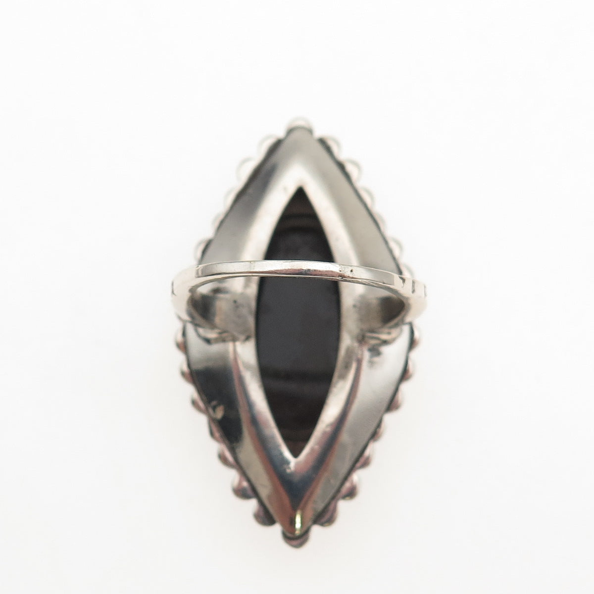 925 Sterling Silver Antique Art Deco Real Black Onyx & Marcasite Ring Size 6.5