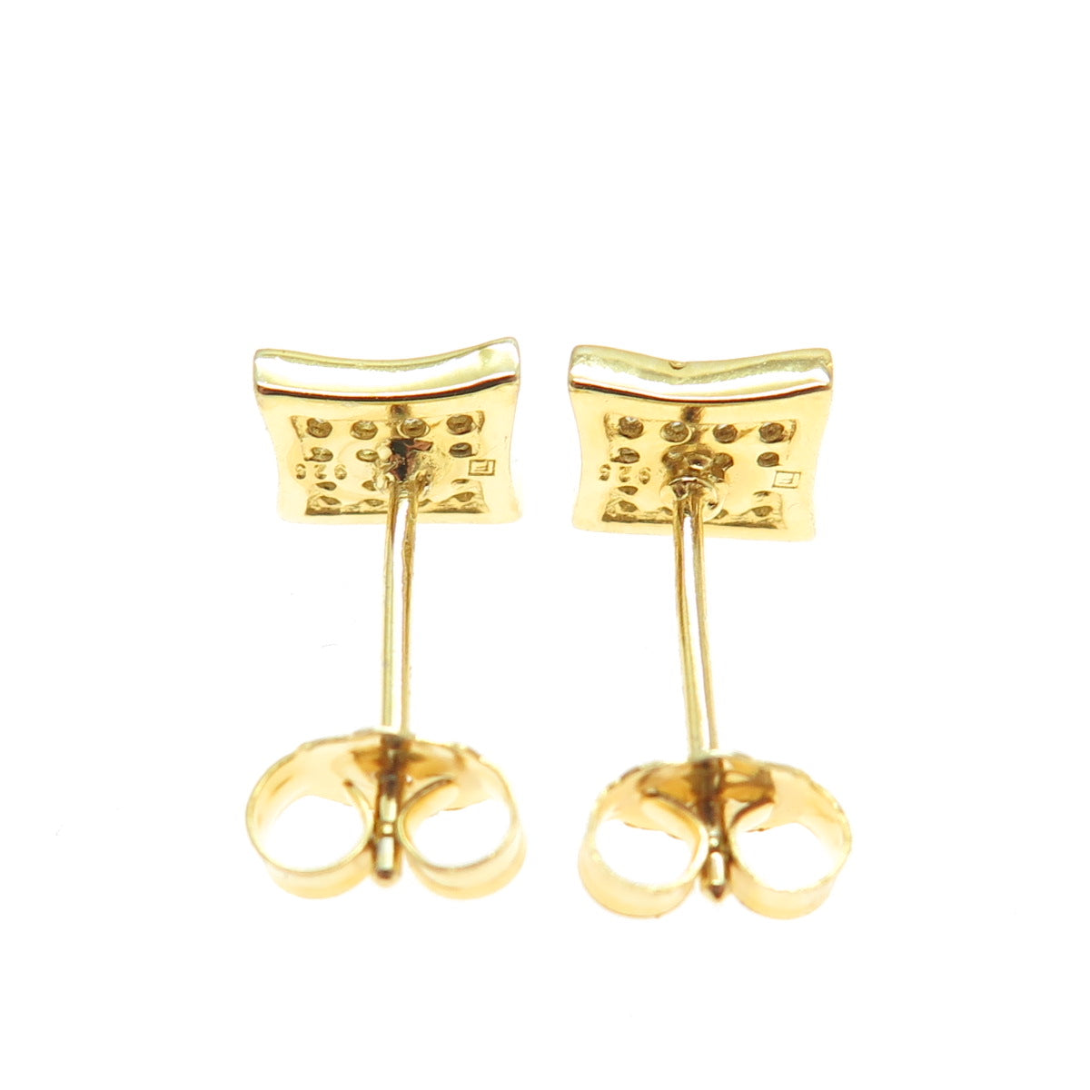 925 Sterling Silver Gold Plated Round-Cut C Z Princess Stud Earrings