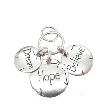 925 Sterling Silver Vintage Dream Hope Believe Charm Pendant