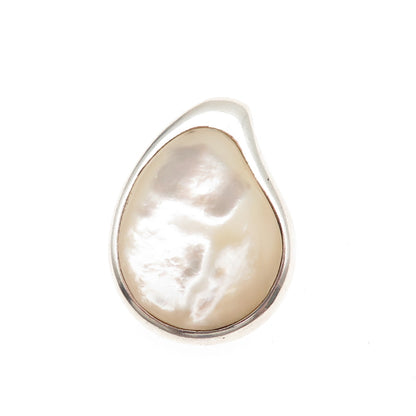 925 Sterling Silver Vintage Real MOP Modernist Slide Pendant