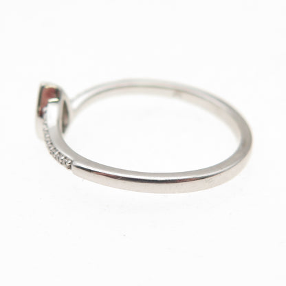 925 Sterling Silver Pear & Round-Cut C Z Bypass Ring Size 7