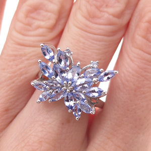 Chuck Clemency 925 Sterling Silver Real Tanzanite Butterfly Ring Size 8.25