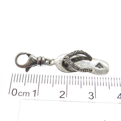 SILPADA 925 Sterling Silver Vintage C Z Flip Flop Lobster Clasp Charm Pendant