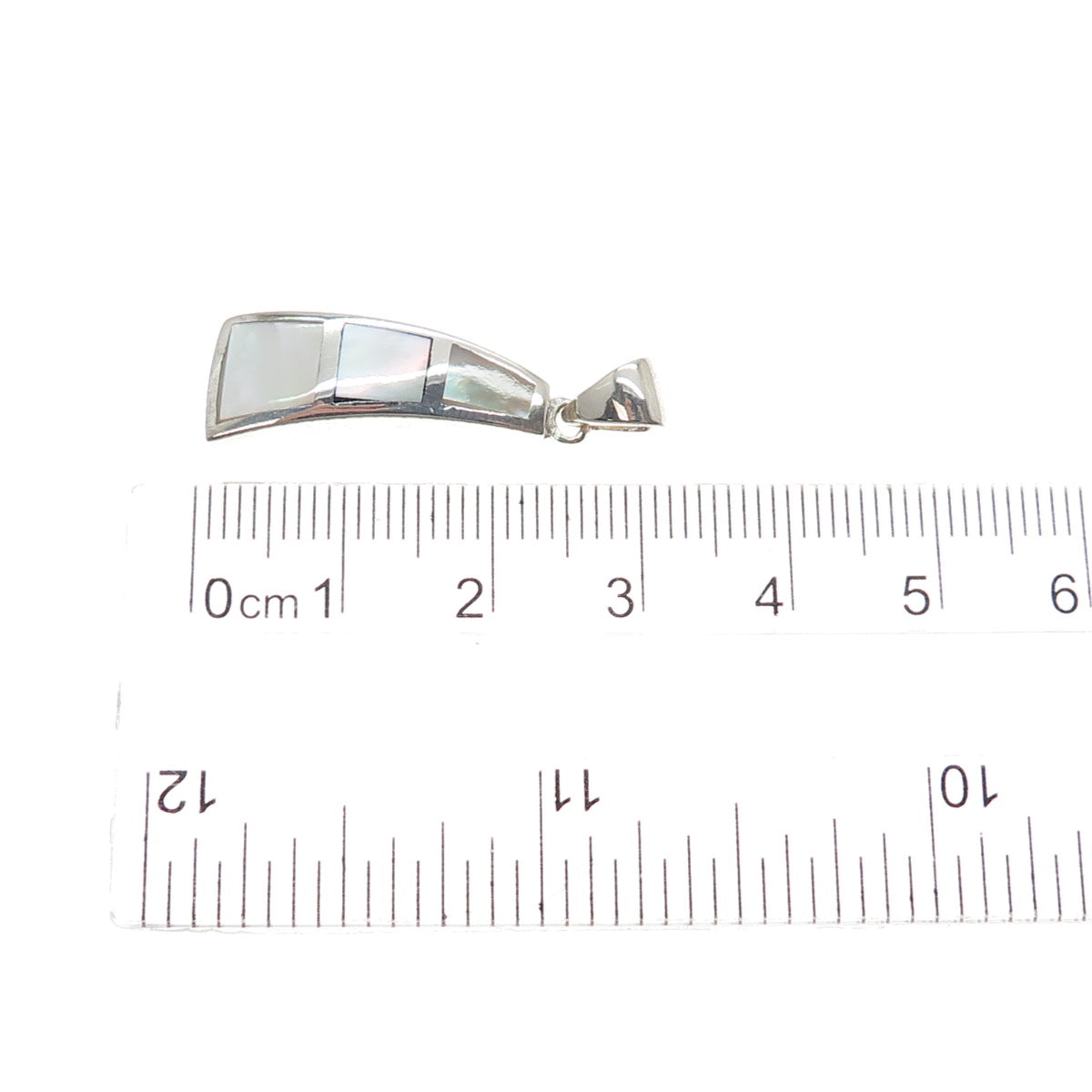 925 Sterling Silver Vintage Real MOP Modernist Charm Pendant