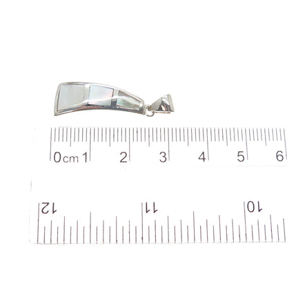 925 Sterling Silver Vintage Real MOP Modernist Charm Pendant