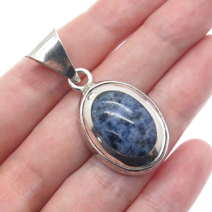 925 Sterling Silver Vintage Mexico Real Cabochon Sodalite Charm Pendant