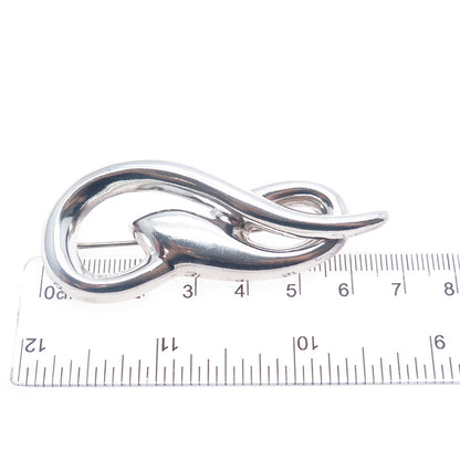 BARRA 925 Sterling Silver Vintage Modernist Snake Pin Brooch