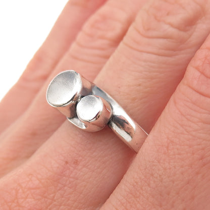 925 Sterling Silver Vintage Modernist Oxidized Ring Size 9