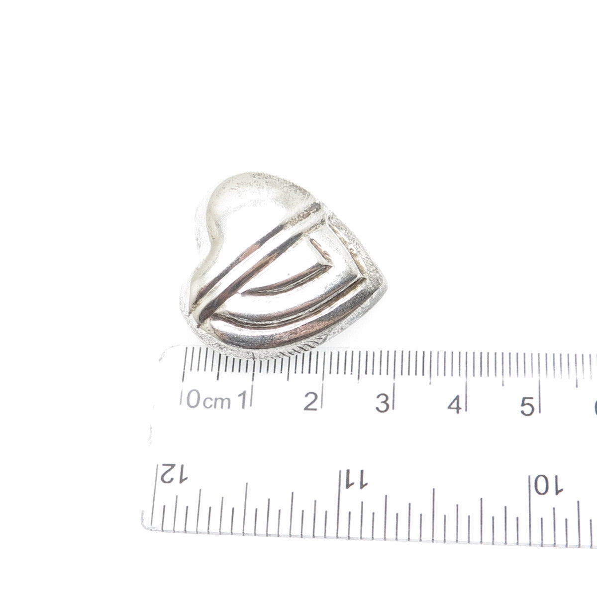 925 Sterling Silver Vintage Mexico Modernist Heart Pin Brooch