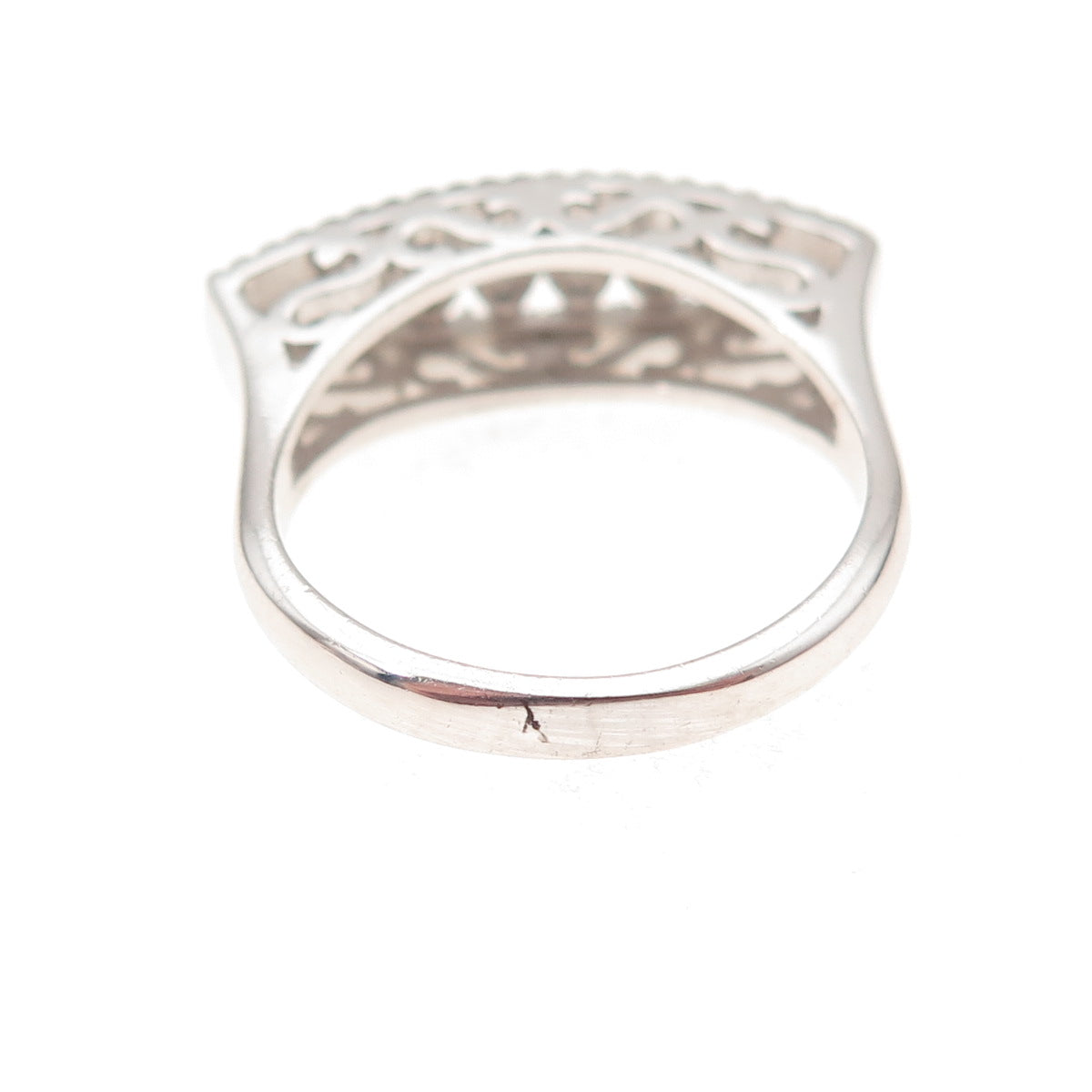 925 Sterling Silver Round-Cut C Z Bar Ring Size 8