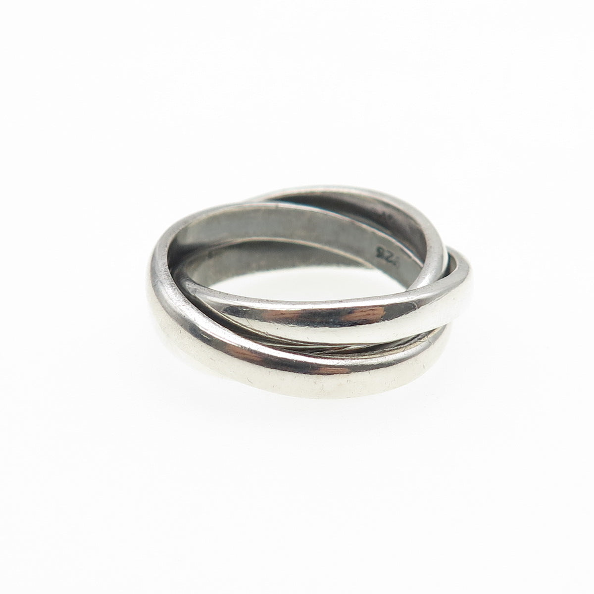 925 Sterling Silver Vintage Interlocked Trinity Band Ring Size 6.75