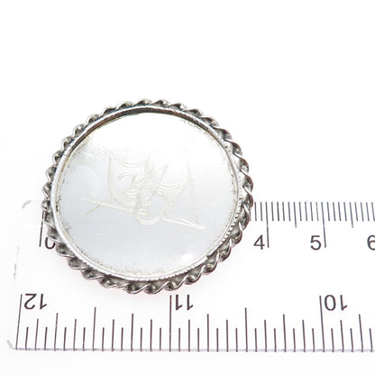 925 Sterling Silver Vintage Engraved Comedy & Tragedy Masks Pin Brooch