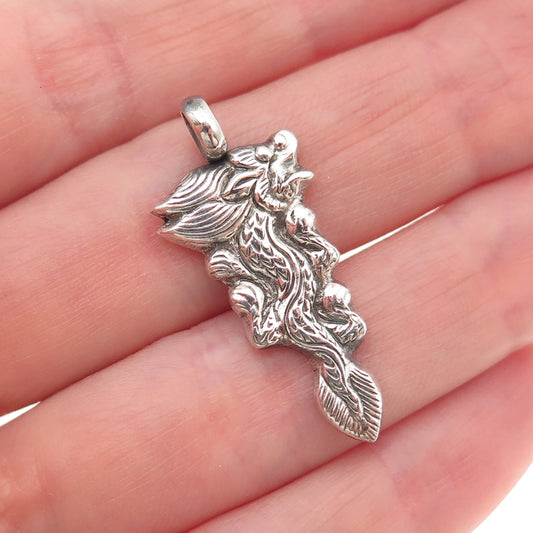 925 Sterling Silver Antique Art Deco Chinese Dragon Oxidized Charm Pendant