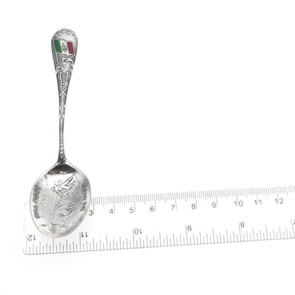 PAYE & BAKER 925 Sterling Silver Antique Art Deco Enamel Mexico Coffee Spoon