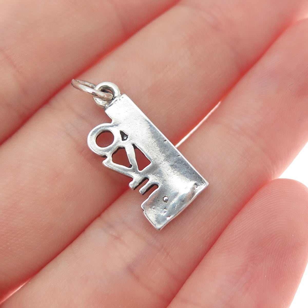 925 Sterling Silver Vintage Love Oxidized Minimalist Charm Pendant