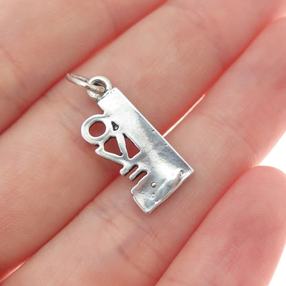 925 Sterling Silver Vintage Love Oxidized Minimalist Charm Pendant