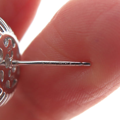 925 Sterling Silver Oval & Round-Cut C Z Sparkle Stud Earrings