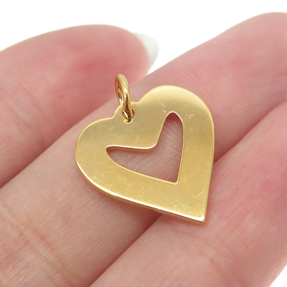 925 Sterling Silver Gold Plated Open Heart Minimalist Charm Pendant