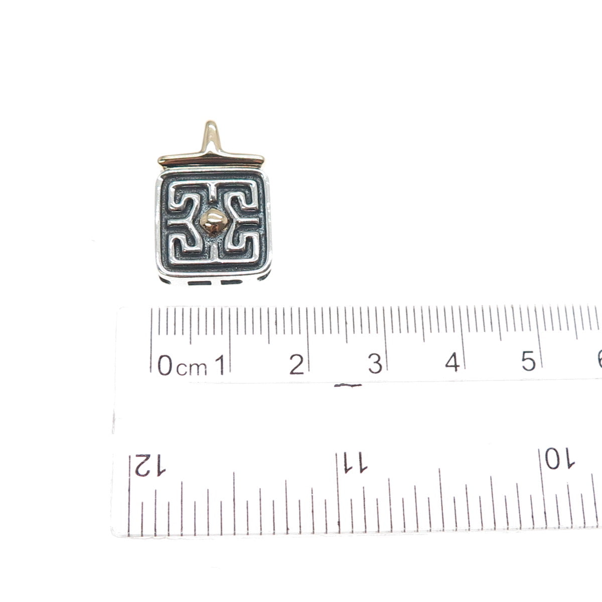 ROSS SIMONS 14K Gold & 925 Sterling Silver Vintage Modernist Mini Charm Pendant