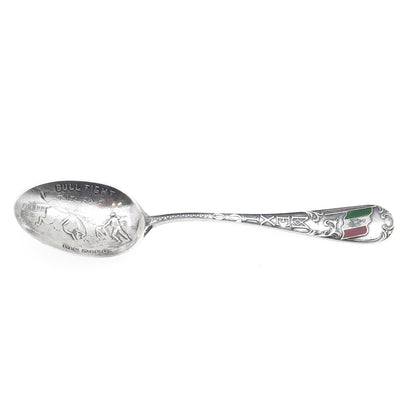 PAYE & BAKER 925 Sterling Silver Antique Art Deco Enamel Mexico Coffee Spoon