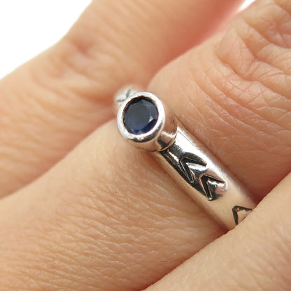 925 Sterling Silver Vintage Real Iolite Southwestern Adjustable Ring Size 6